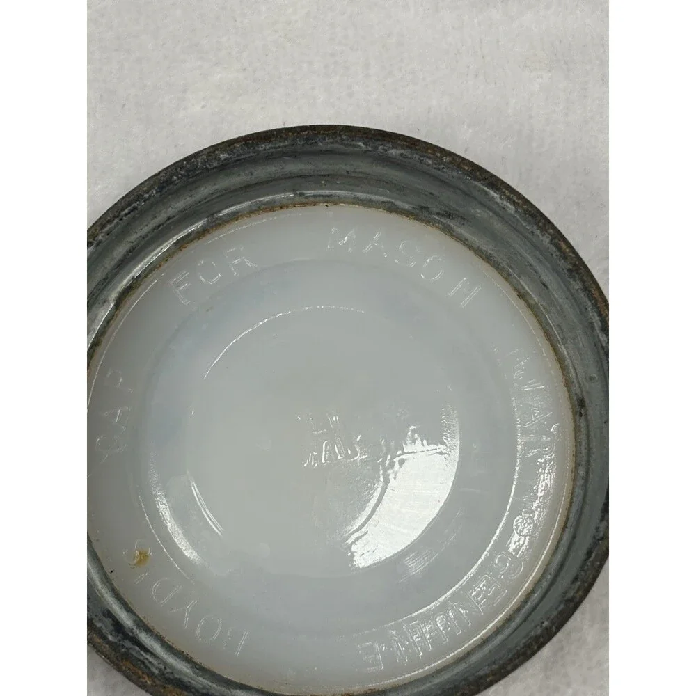 Vintage Atlas Zinc Lid Cap With Milk Glass Insert Mason Jar Genuine Canning